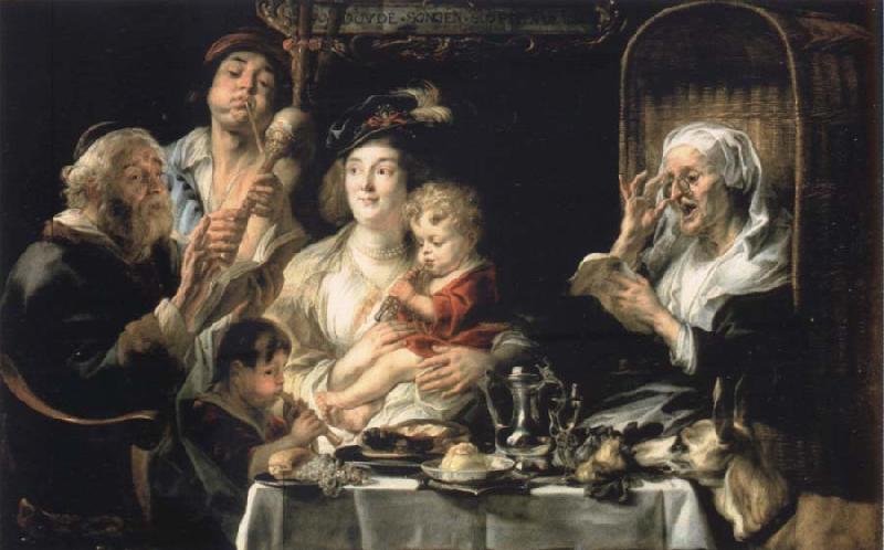 Jacob Jordaens How the old so pipes sang would protect the boys oil painting image